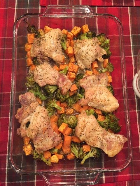 Dinner Time: Chicken, Broccoli, Sweet Potato Dish