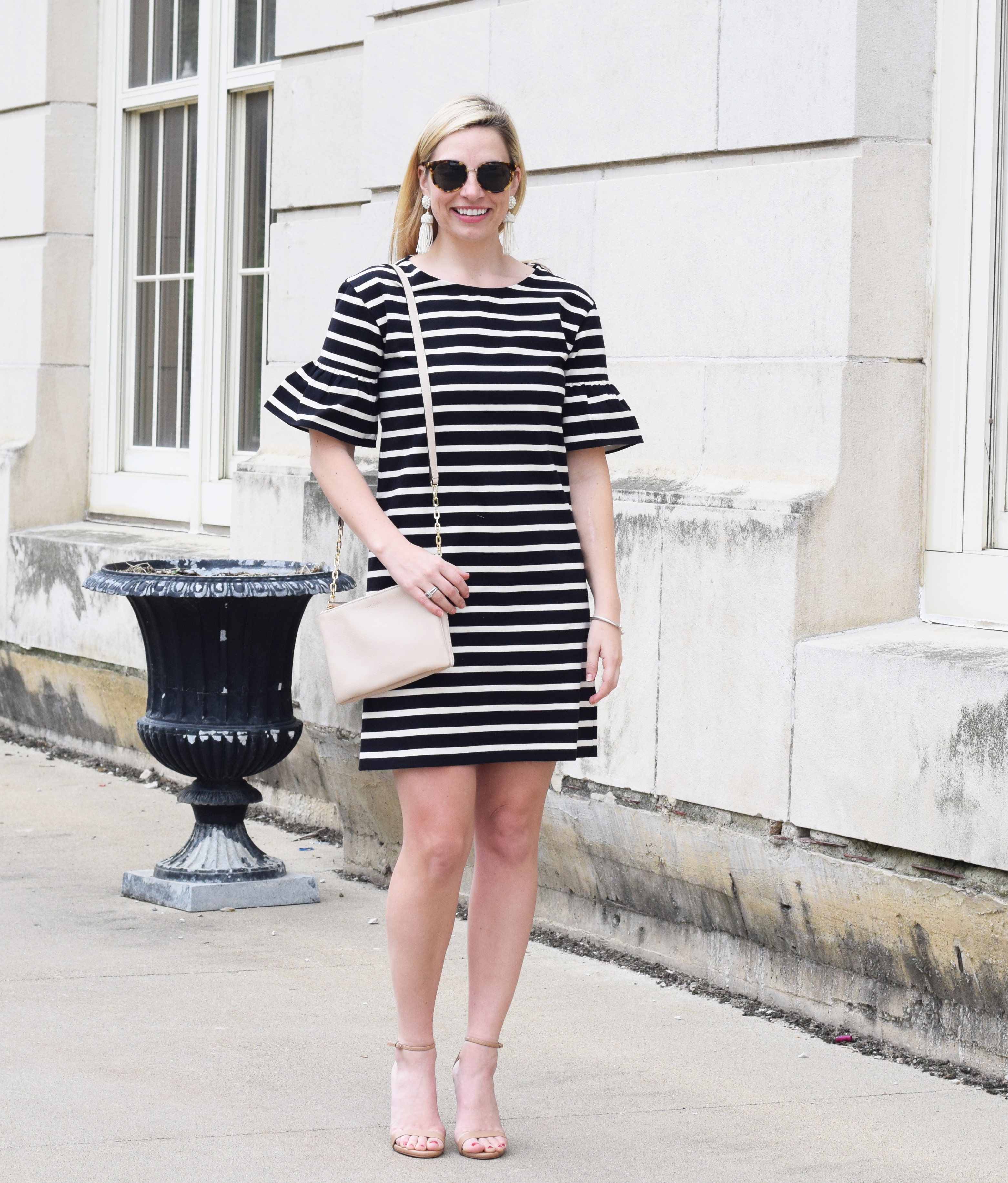 Bell Sleeve Striped Dress