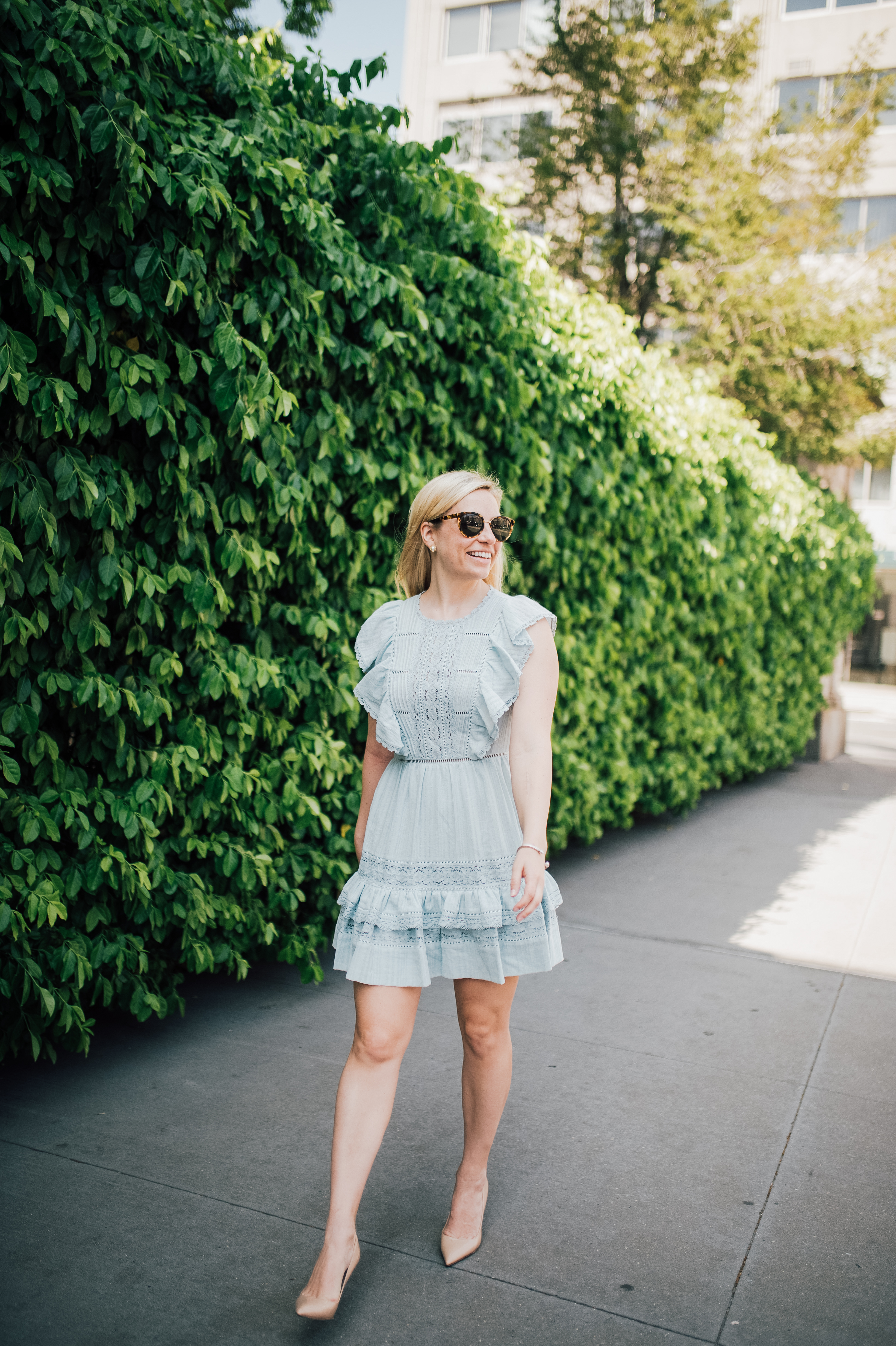 Happiness In A Blue Ruffle Dress