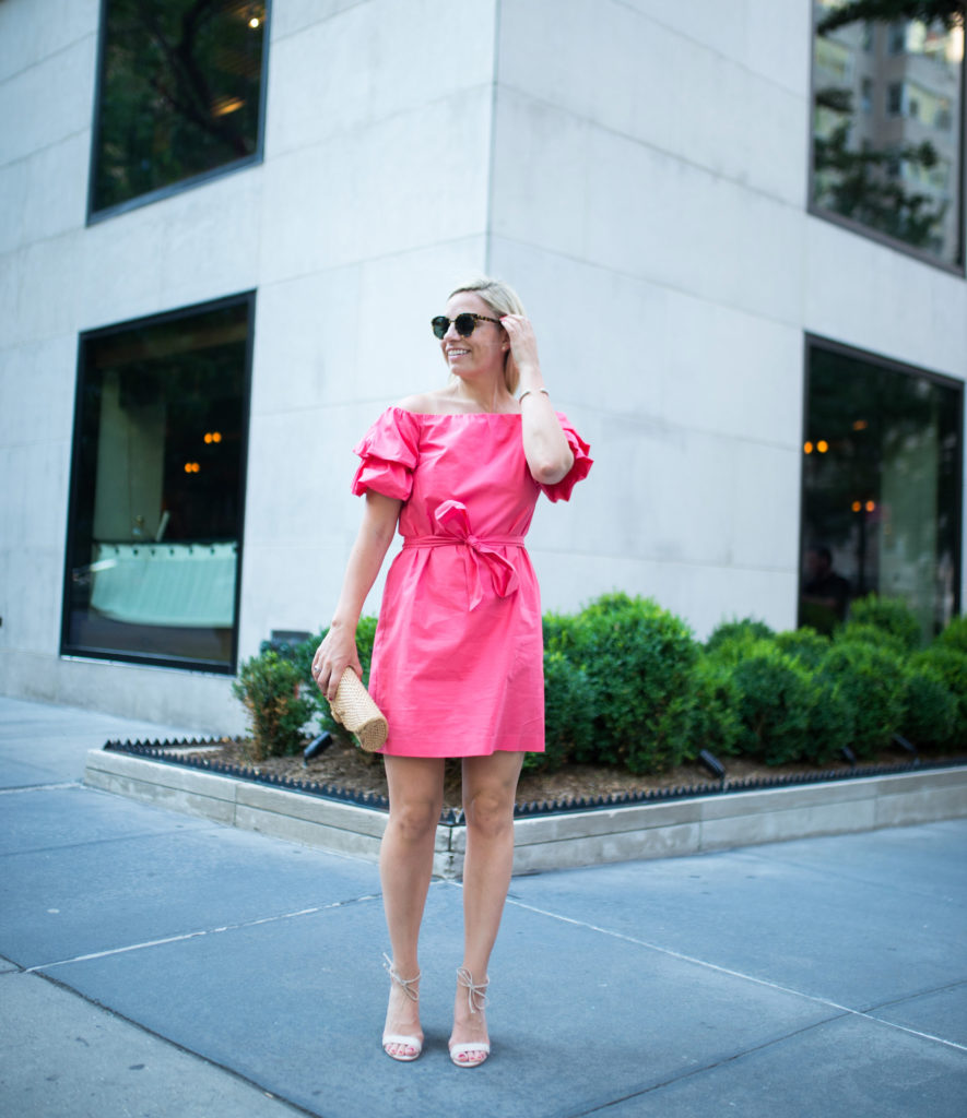 Ruffle Sleeves strapless off the shoulder dress with bow waist-tie
