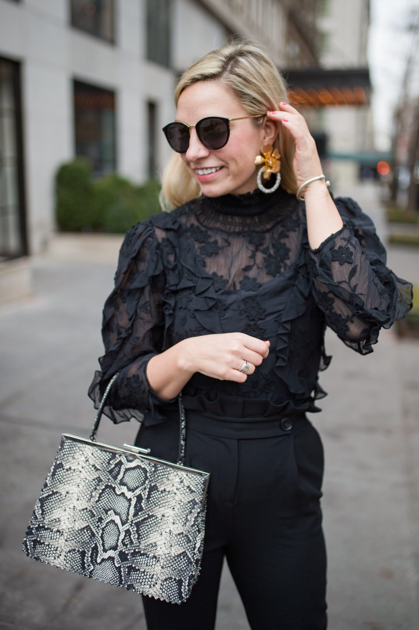 Ruffle Embroidered Silk Top To Wear For A Night Out