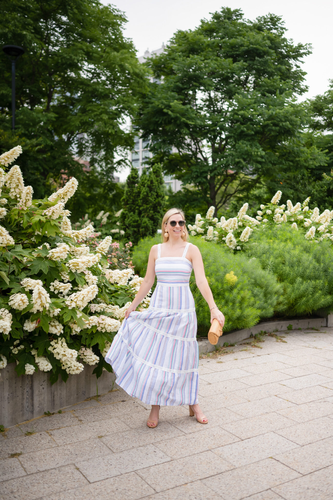 The Striped Maxi Dress Blush Blooms