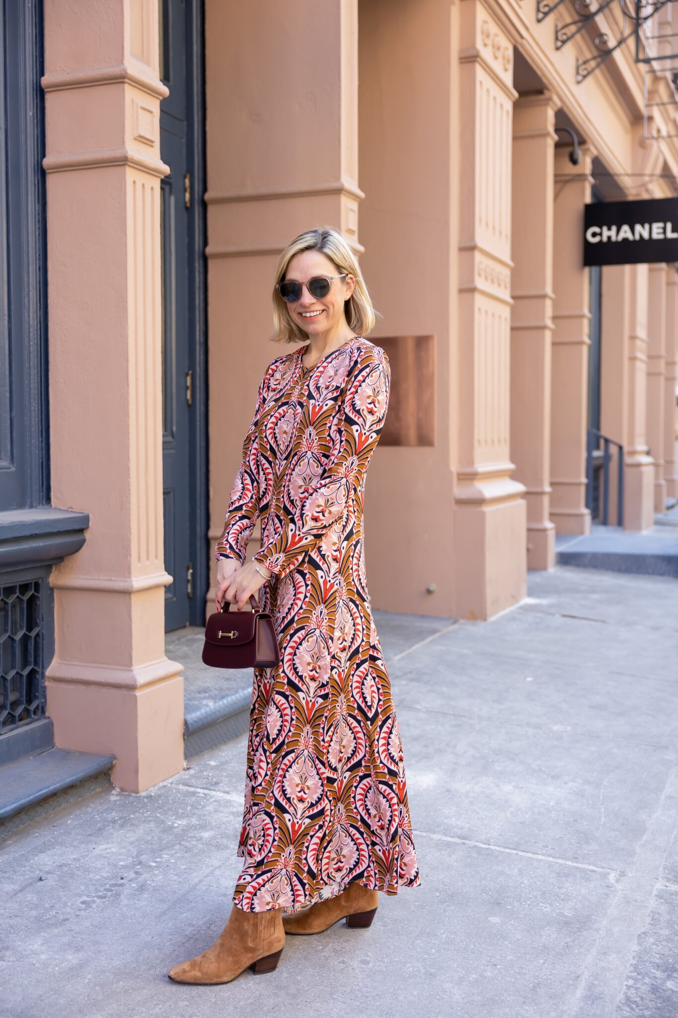 printed maxi dress